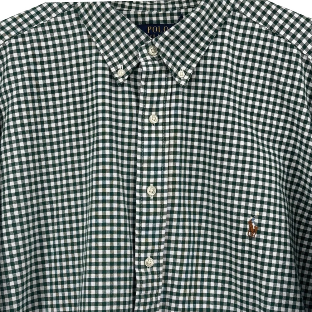 Polo Ralph Lauren Mens 2XB Green Gingham Classic Fit Button Down Shirt LS Preppy